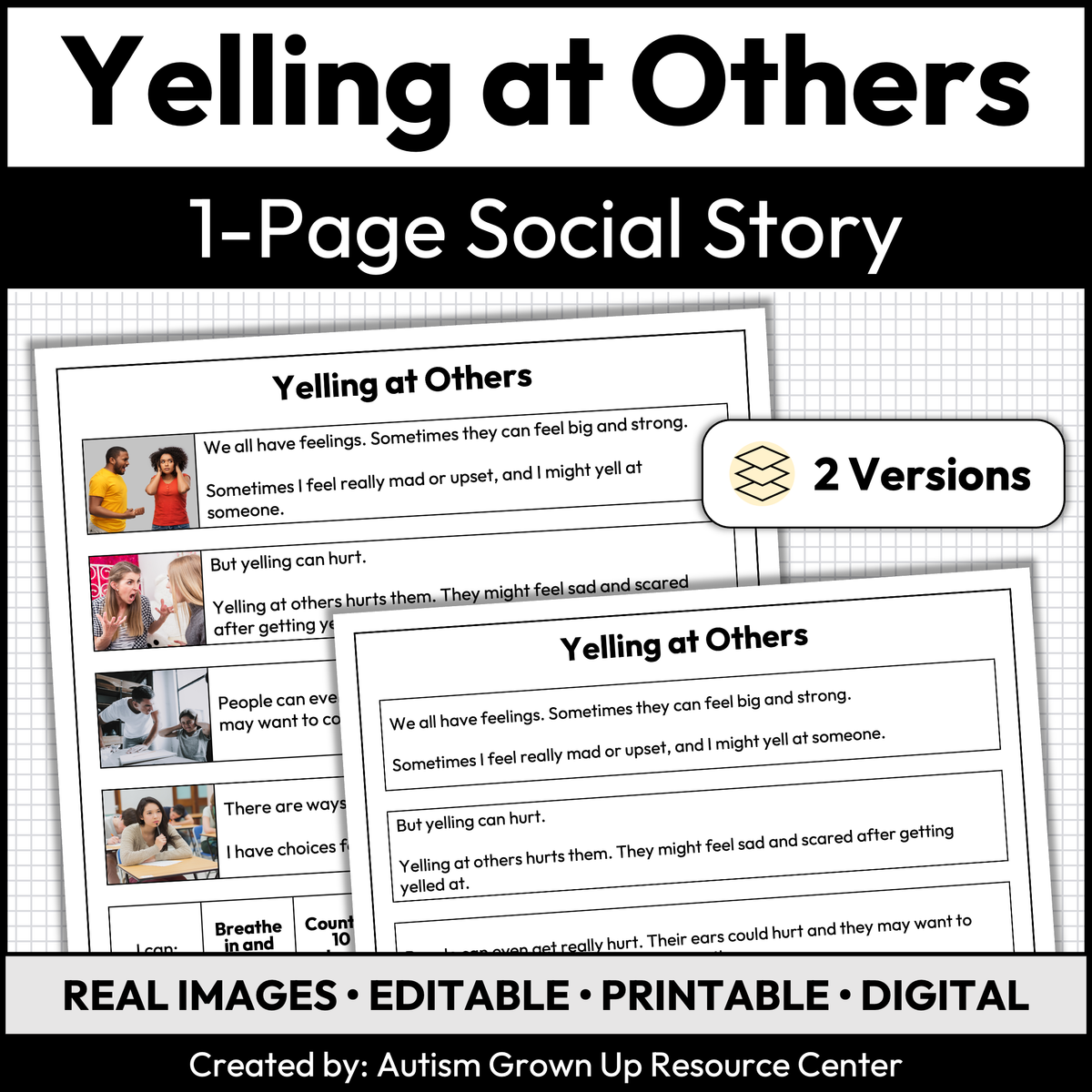 Yelling at Others | 1-Page Social Story | Behavior Support — Autism ...