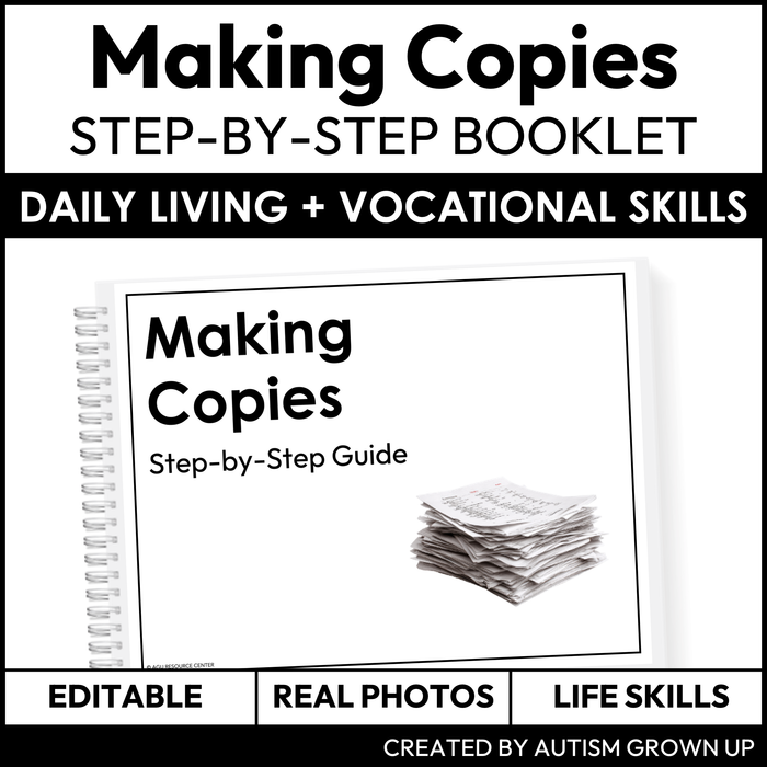 Making Copies Step-By-Step Booklet | Vocational + Life Skills | Editable