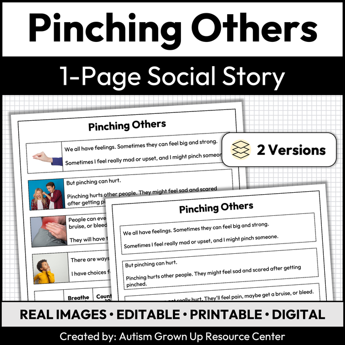 Pinching Others | 1-Page Social Story | Behavior Support