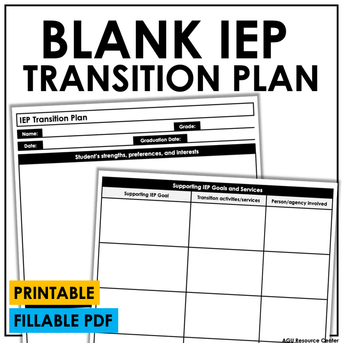 Blank IEP Transition Plan | Printable + Fillable PDF
