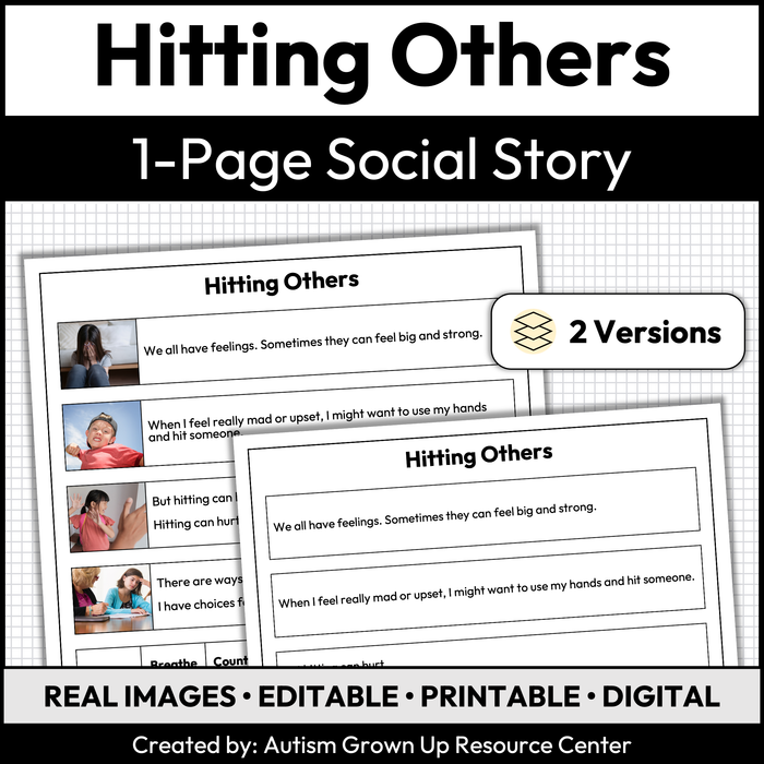 Hitting Others | 1-Page Social Story | Behavior Support