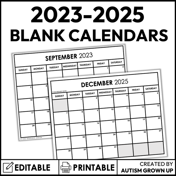 2024-2025 Monthly Calendars | Print + Editable