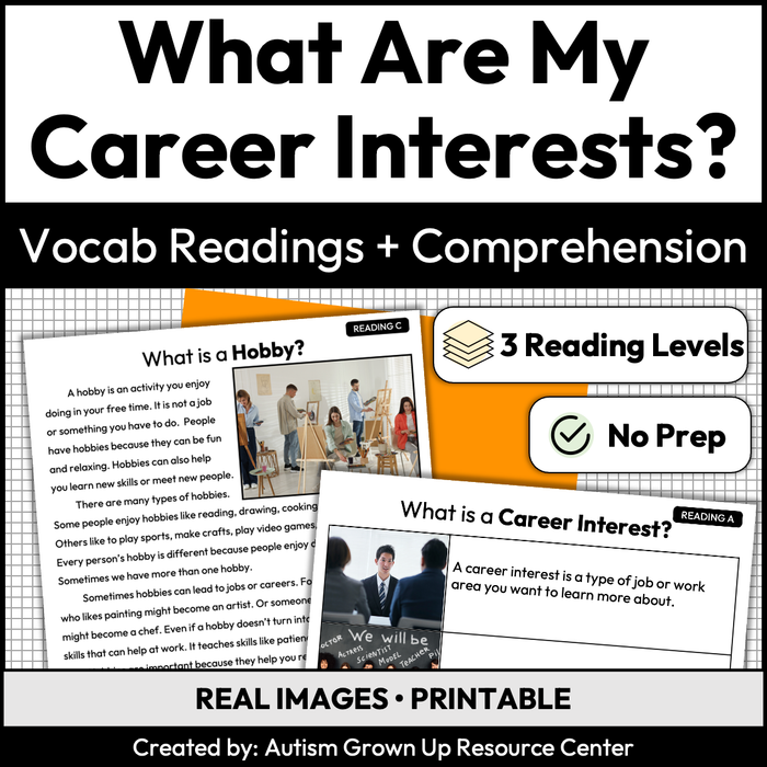What Are My Interests | Career Exploration Vocabulary Readings