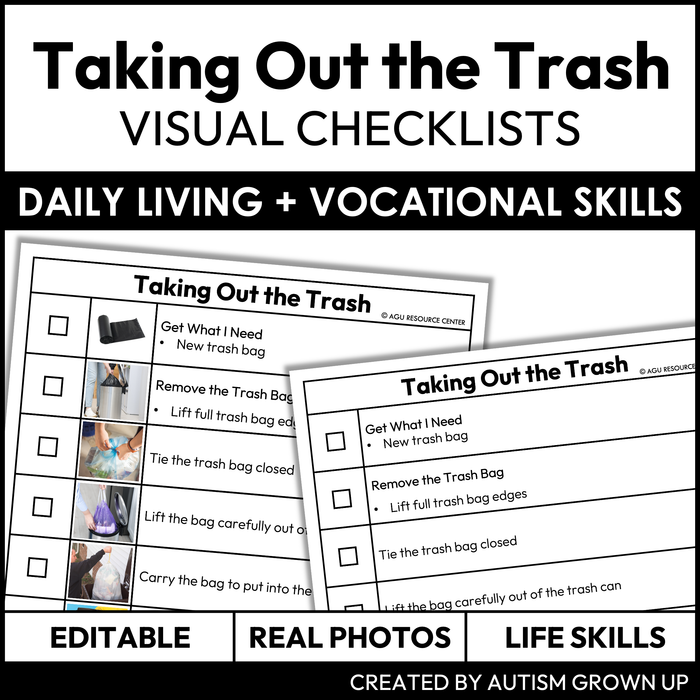 Taking Out the Trash Checklists | Vocational + Life Skills | Editable