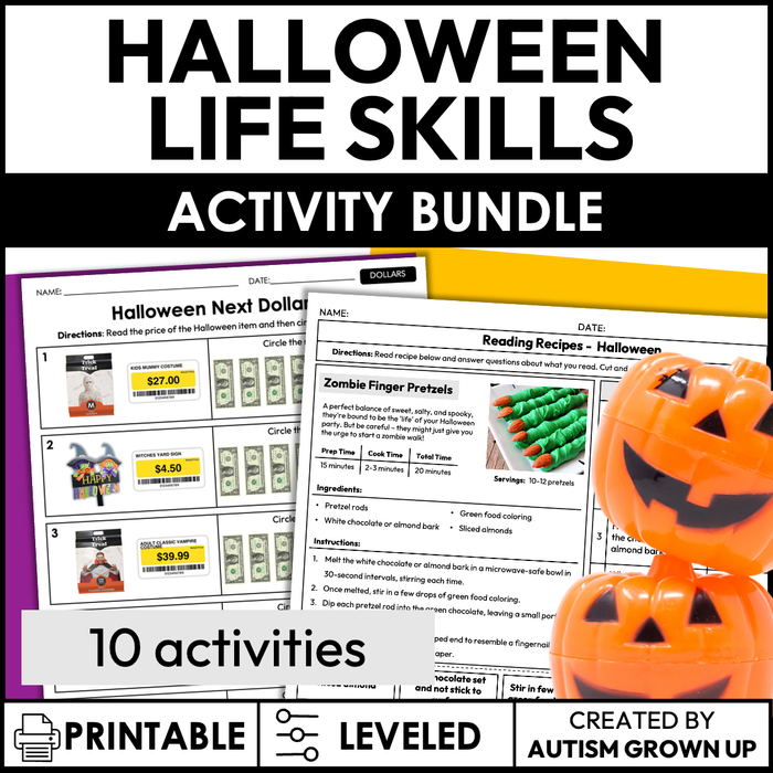 Life Skills Halloween Activities for Special Education Bundle