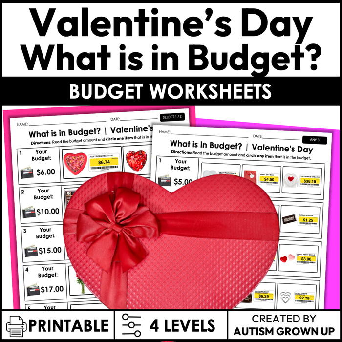 Valentine's Day Budget | Life Skills Worksheets for Special Education
