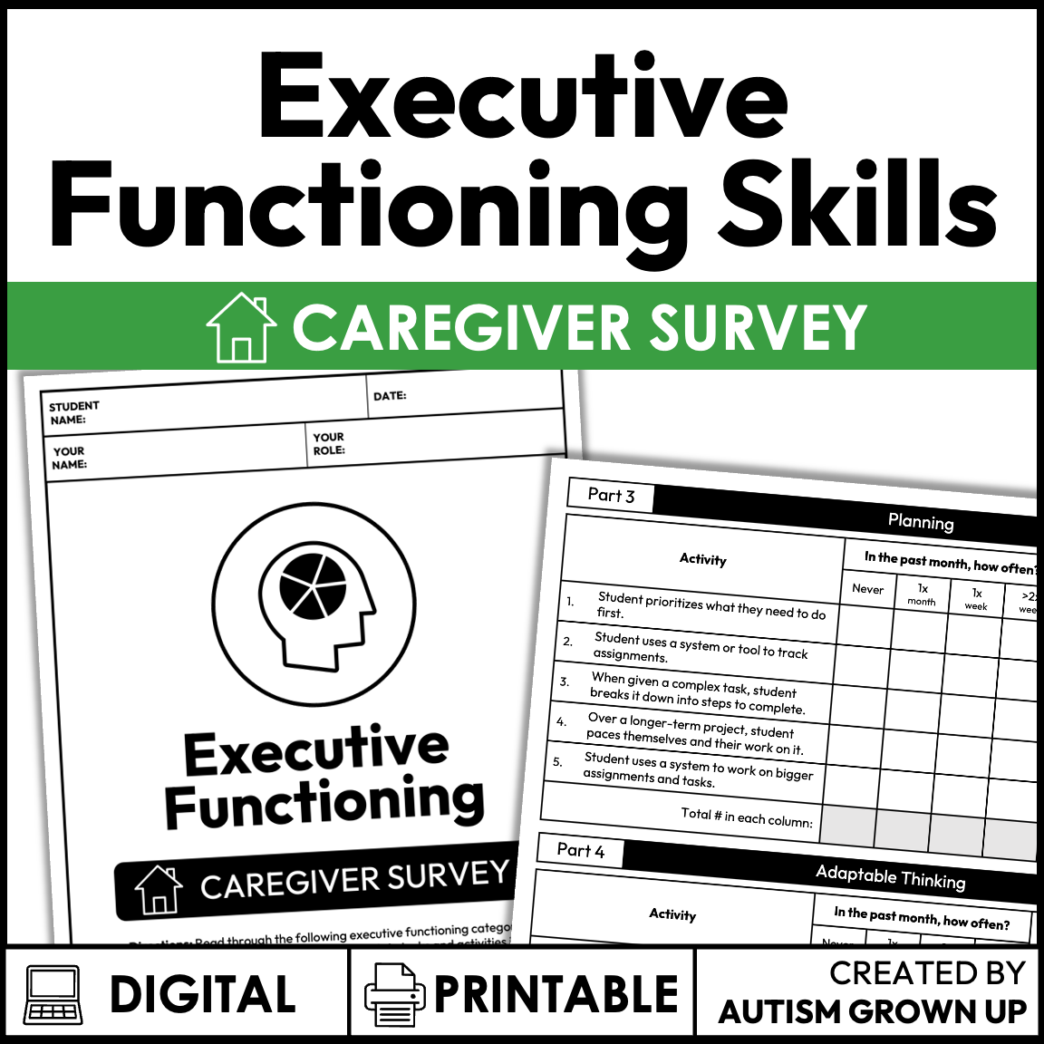 Executive Functioning Skill Survey App Interface