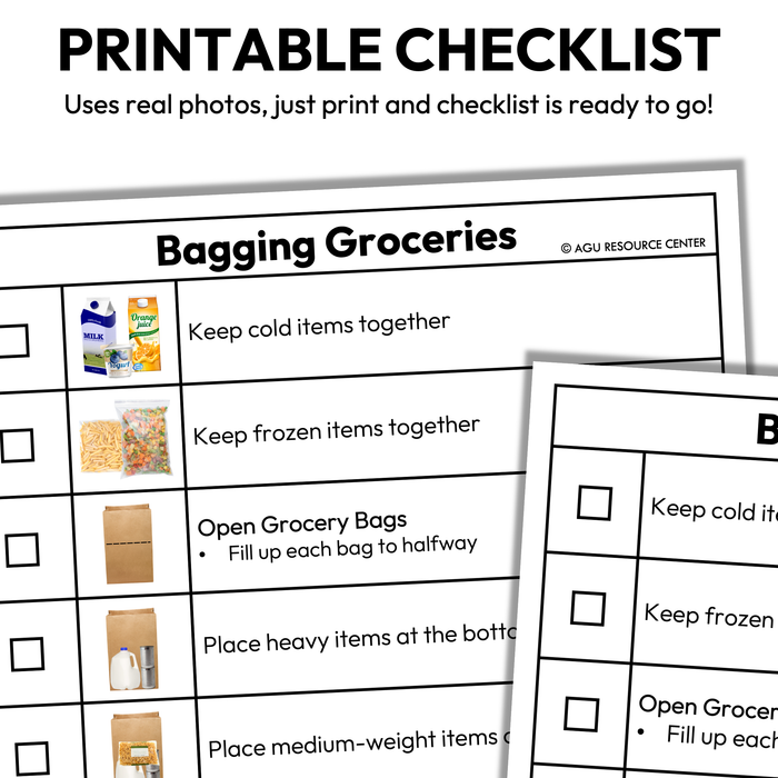 Bagging Groceries Checklists | Vocational + Life Skills | Editable