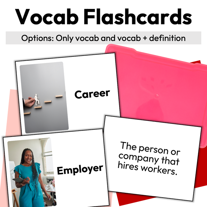 What Is a Job? | Career Exploration Vocab Wall, Cards, & Worksheets
