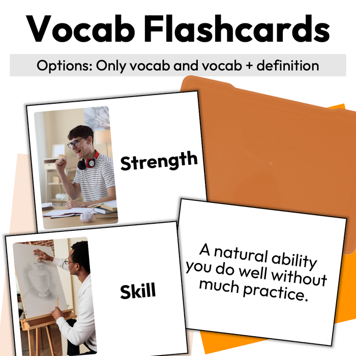 My Strengths at School and Home | Career Exploration Vocab Wall, Cards, & Worksheets