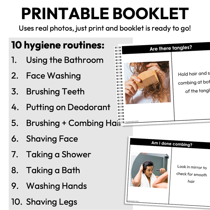 Hygiene Visual Booklets Bundle | Task Analysis for Life Skills | Editable