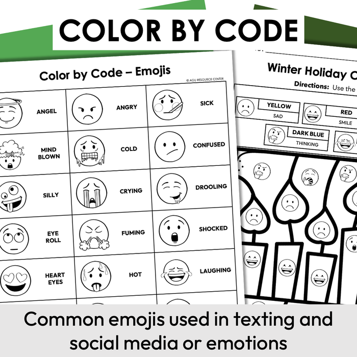 Winter Holidays Color By Code | Emojis | Special Education