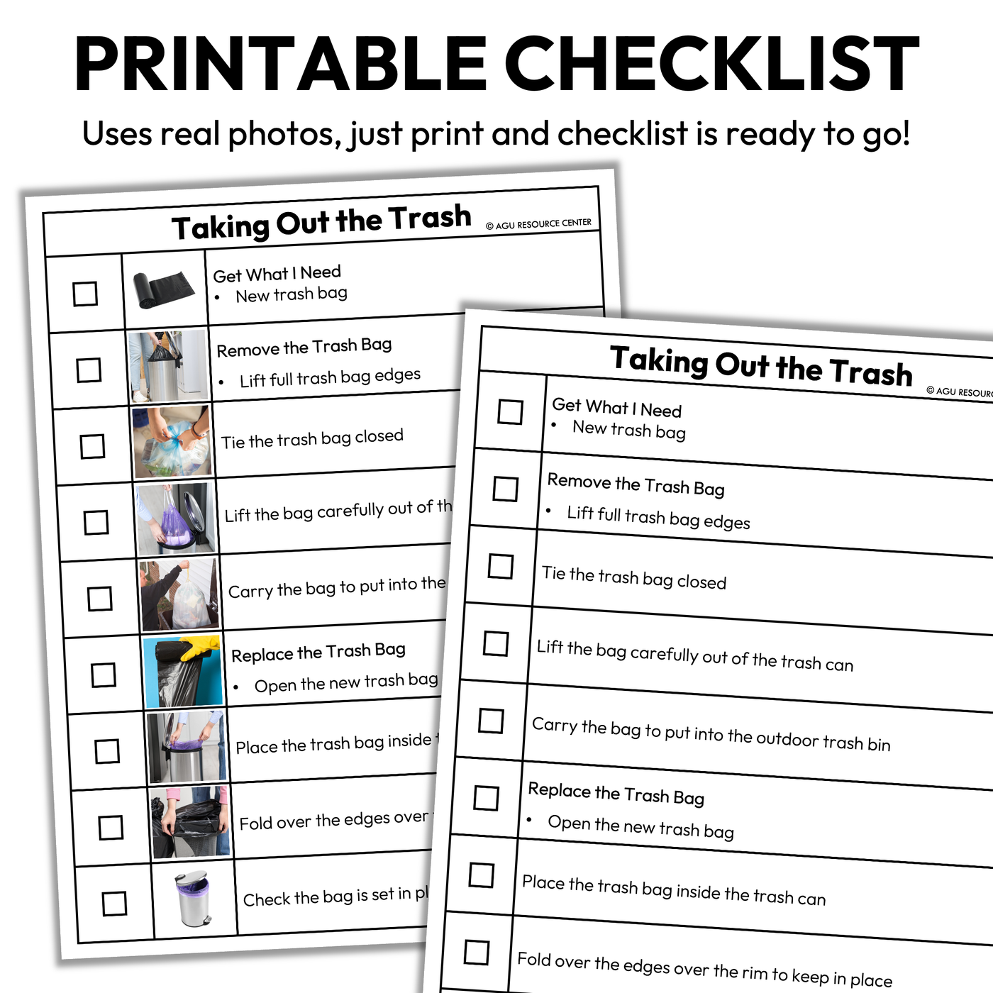 Taking Out the Trash Checklists | Vocational + Life Skills | Editable ...