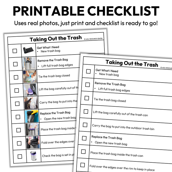 Taking Out the Trash Checklists | Vocational + Life Skills | Editable