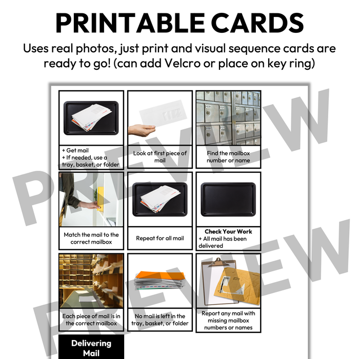Delivering Mail Visual Sequence Cards | Vocational + Life Skills | Editable