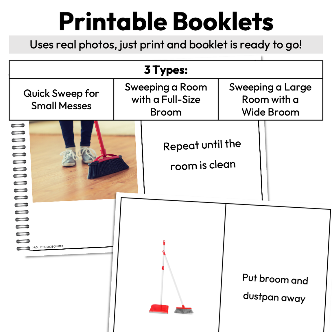 Sweeping Step-By-Step Booklet | Life Skills | Editable — Autism Grown Up