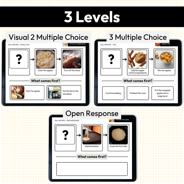 Fall Recipe Sequencing | What is First | Digital Cards