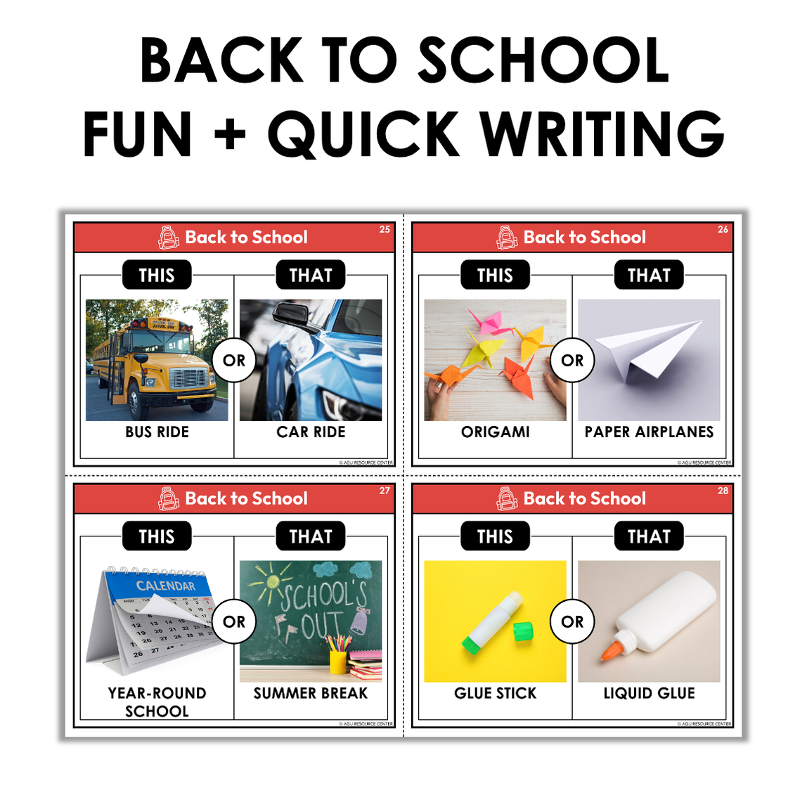 Back to School This or That - Visual Cards — Autism Grown Up