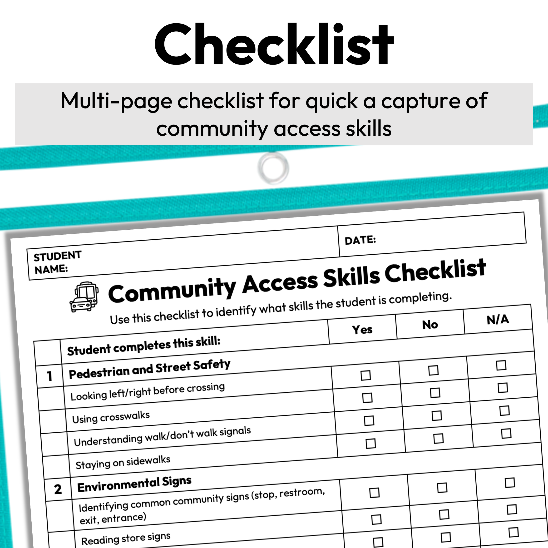 Community Access Skills Checklist + Rubric | Printable — Autism Grown Up