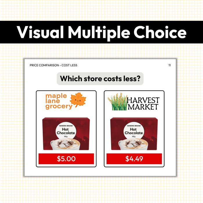 Fall Price Comparison | Which Store Costs Less | Task Cards
