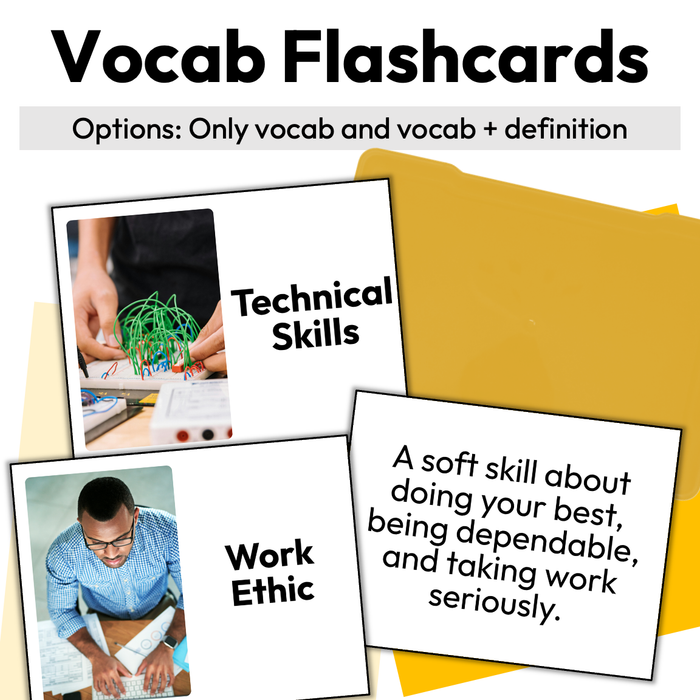 Soft Skills and Hard Skills | Career Exploration Vocab Wall, Cards, & Worksheets