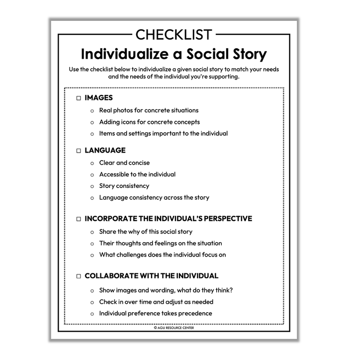 Individualize Your Social Stories Checklist + Brainstorming Worksheets | Printable PDF