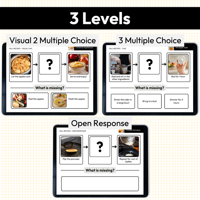 Fall Recipe Sequencing | What is Missing | Digital Cards