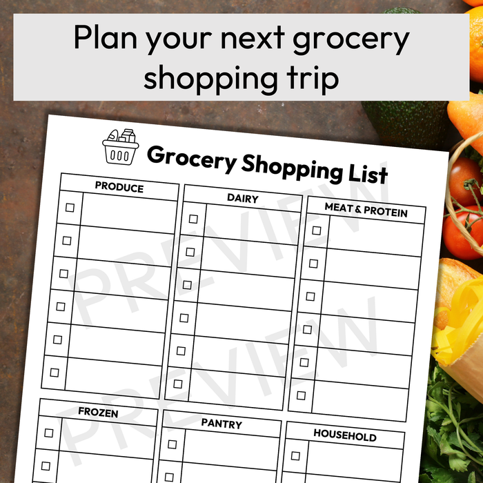 Grocery Shopping List | Printable