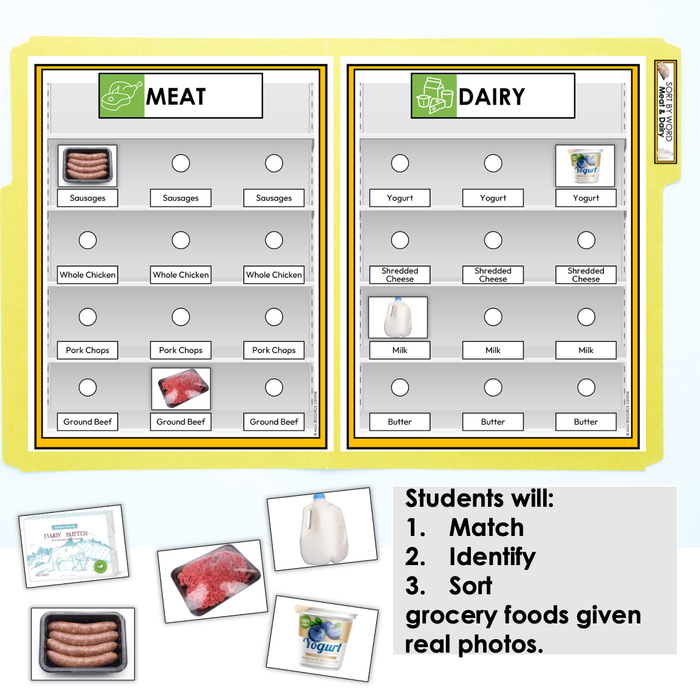 Grocery Foods File Folders | Life Skills + Special Education