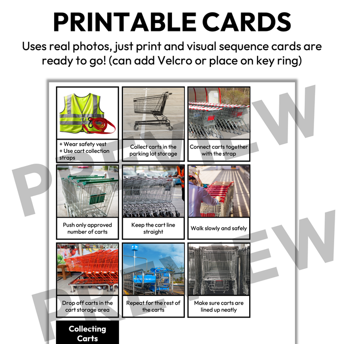 Collecting Carts Visual Sequence Cards | Vocational + Life Skills | Editable