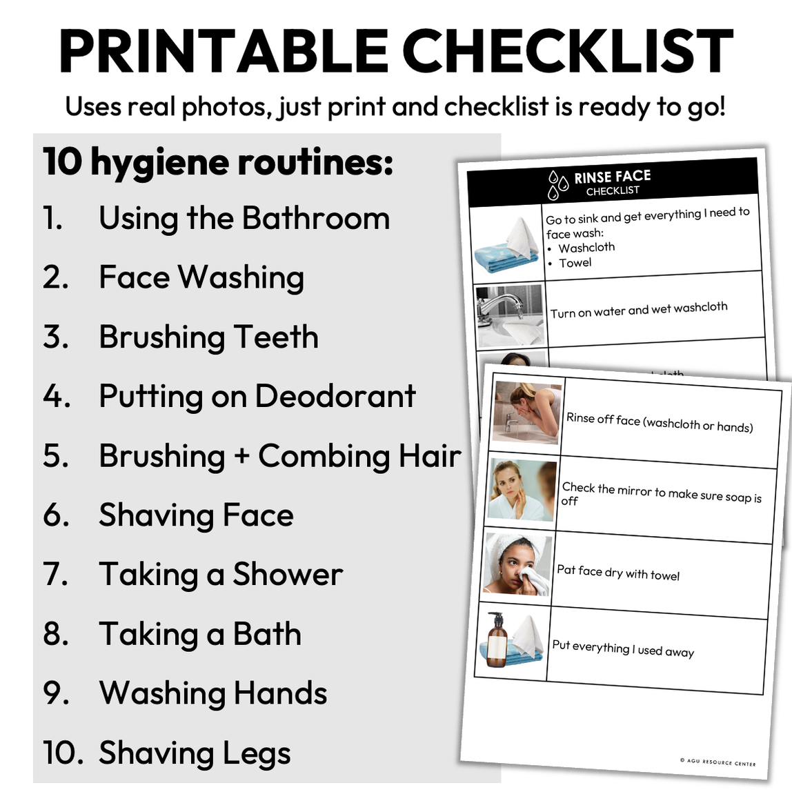 Hygiene Checklists Bundle Task Analysis For Life Skills Editable