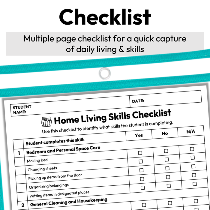 Home and Independent Living Skills Checklist + Rubric | Printable