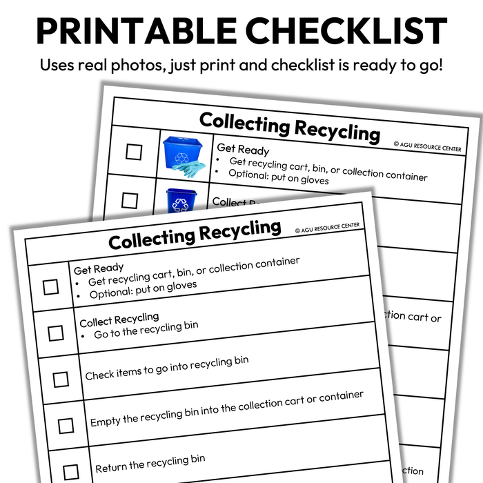 Collecting Recycling Checklists | Vocational + Life Skills | Editable