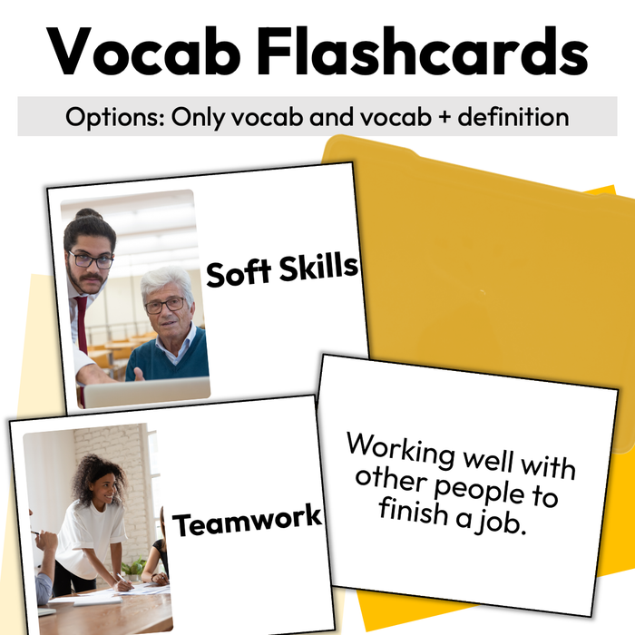 Soft Skills for the Workplace | Career Exploration Vocab Wall, Cards, & Worksheets