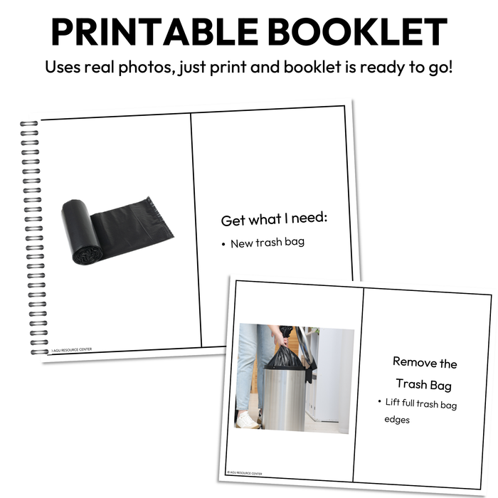 Taking Out the Trash Step-By-Step Booklet | Vocational + Life Skills | Editable