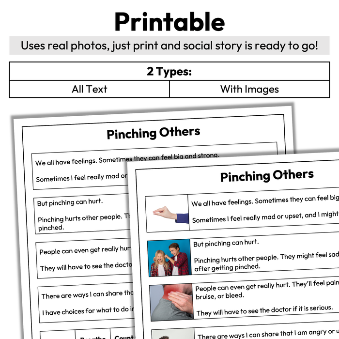 Pinching Others | 1-Page Social Story | Behavior Support