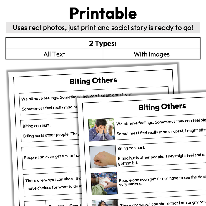 Biting Others | 1-Page Social Story | Behavior Support