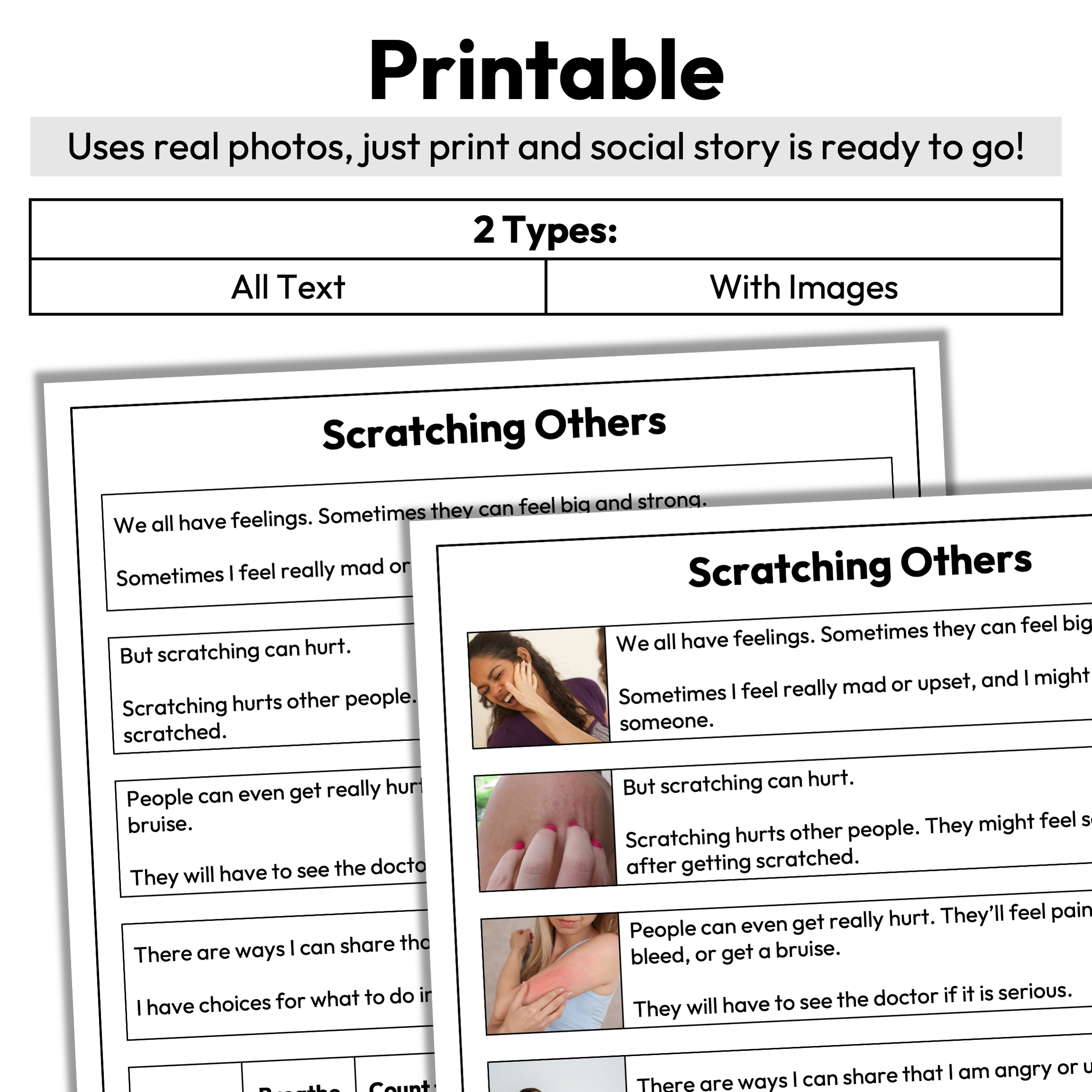 Scratching Others | 1-Page Social Story | Behavior Support — Autism ...