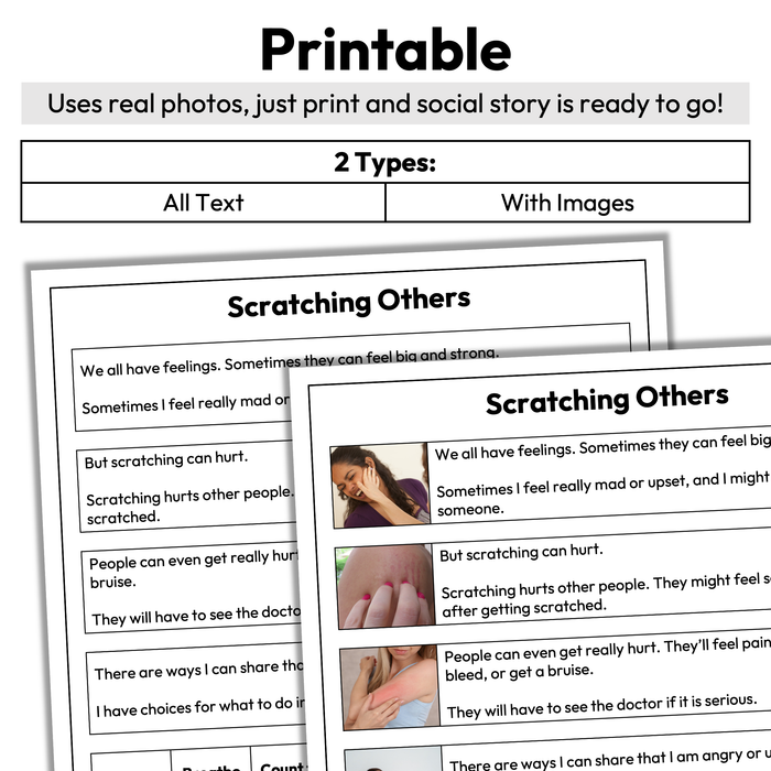 Scratching Others | 1-Page Social Story | Behavior Support