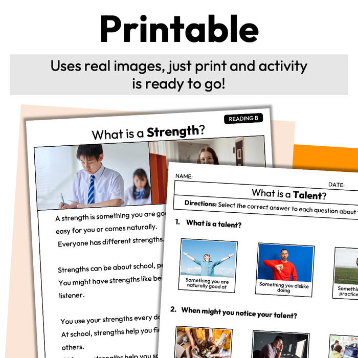 My Strengths at  School and Home | Career Exploration Vocabulary Readings