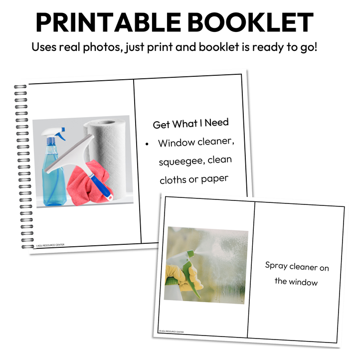 Cleaning Windows Step-By-Step Booklet | Vocational + Life Skills | Editable