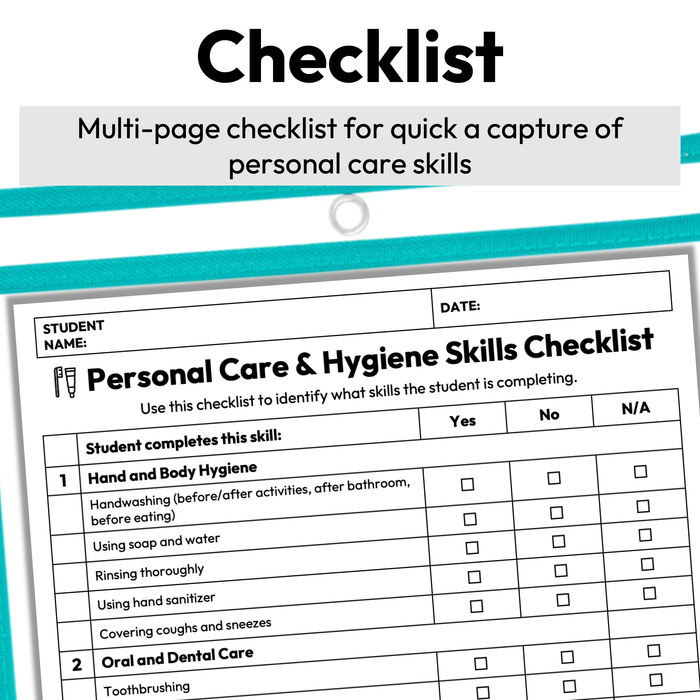 Personal Care & Hygiene Skills Checklist + Rubric | Printable