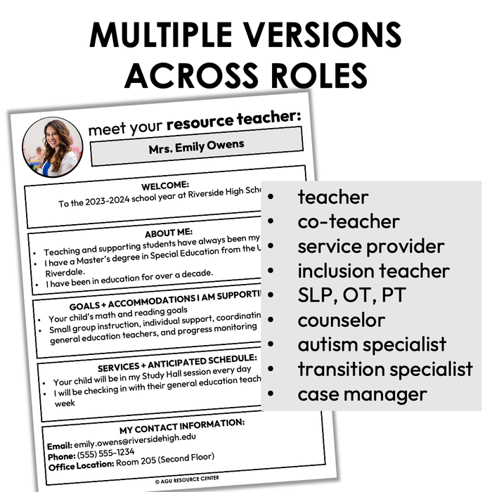 Meet the Teacher Template Editable for Special Education