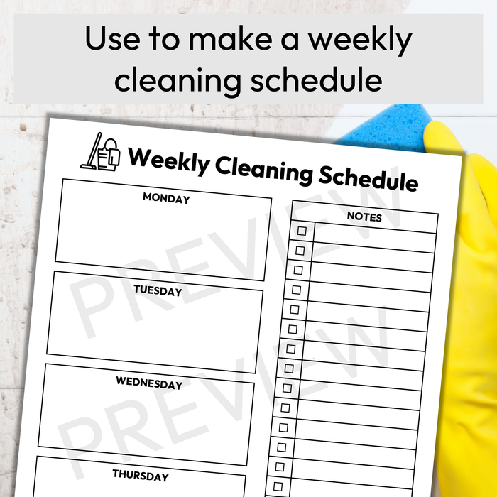 Weekly Cleaning Schedule | Printable