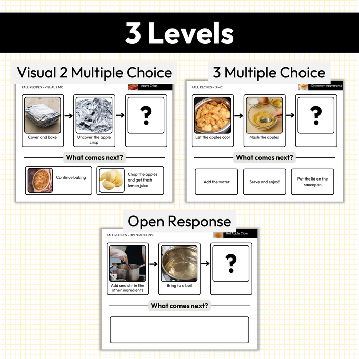 Fall Recipe Sequencing | What Is Next | Task Cards