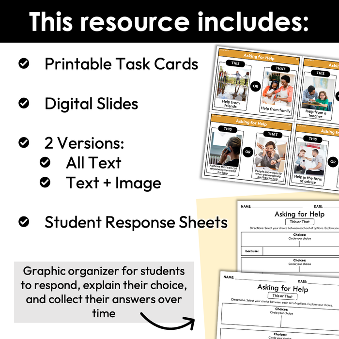 Asking for Help | This or That | Social Skills Game