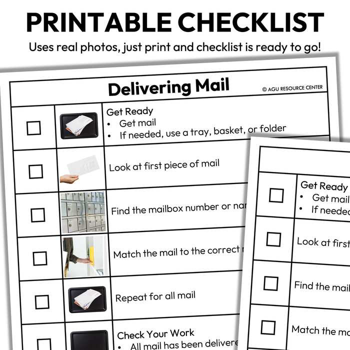 Delivering Mail Checklists | Vocational + Life Skills | Editable