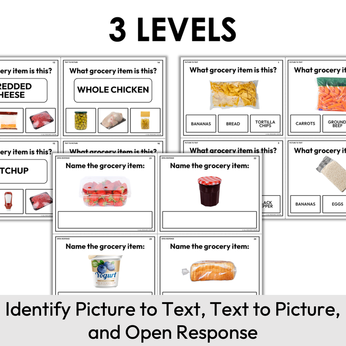 Grocery Store Items | Identifying Task Cards | Special Education