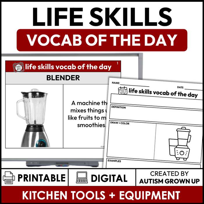 Life Skills Vocab of the Day - Kitchen Tools + Equipment