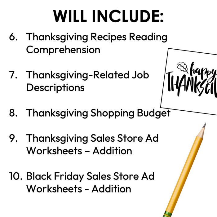 Thanksgiving Life Skills Activities for Special Education Bundle